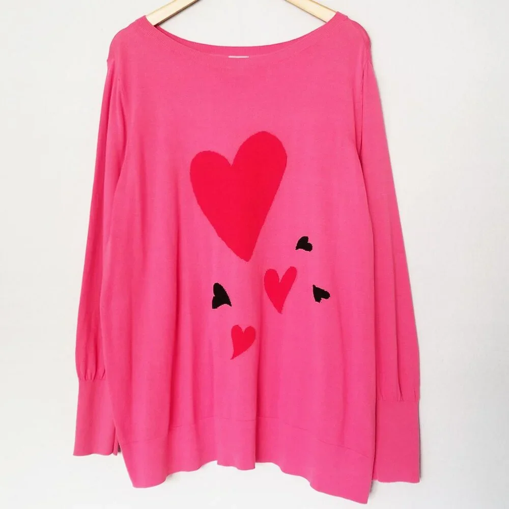Chico’s Big Heart Pink Pullover Sweater Lightweight Jumper Plus Size XXL $90 - Picture 5 of 16